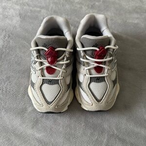 New Balance 9060 Toddler Athletic Sneakers in Gray and Burgundy